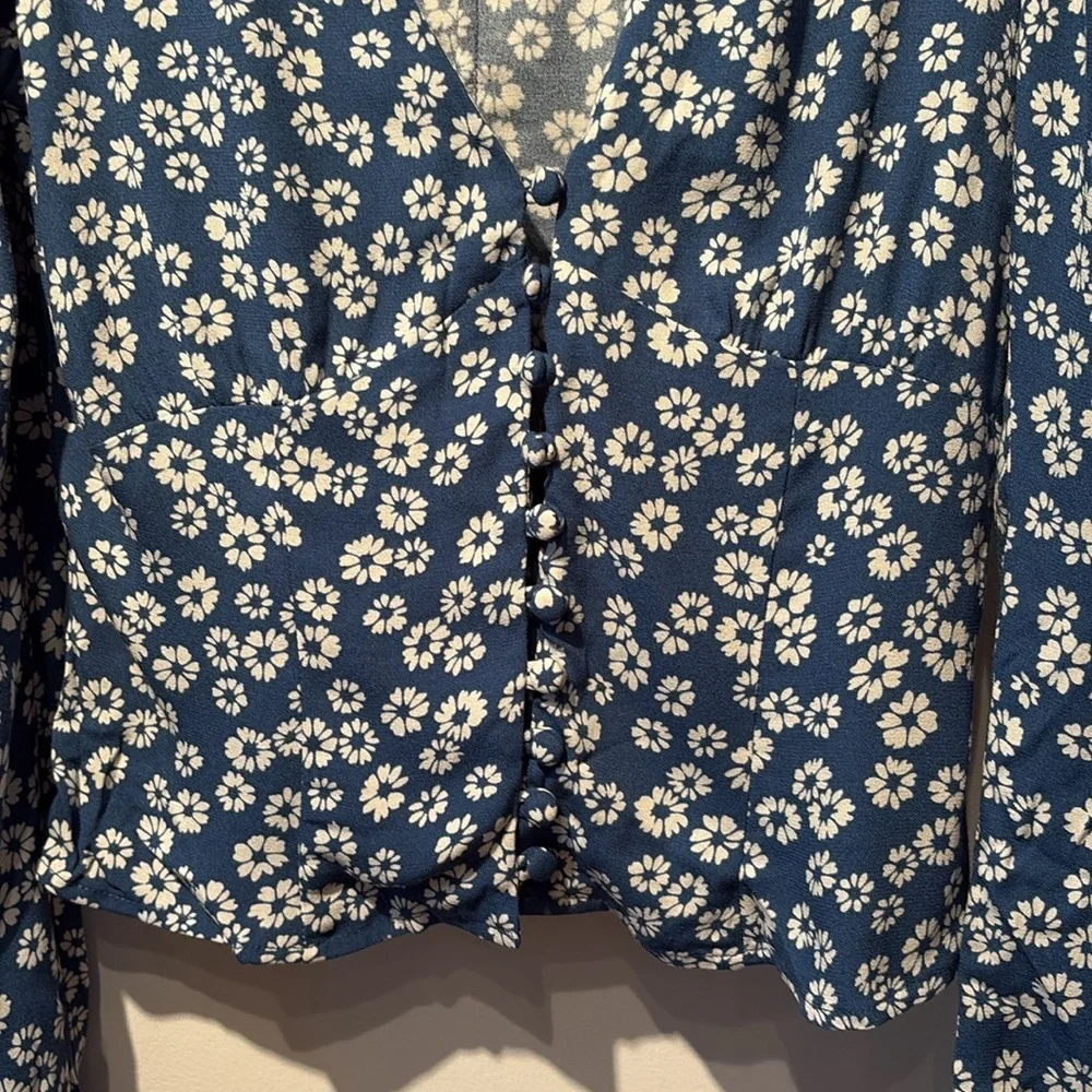 Reformation Nell Floral Button Front Top